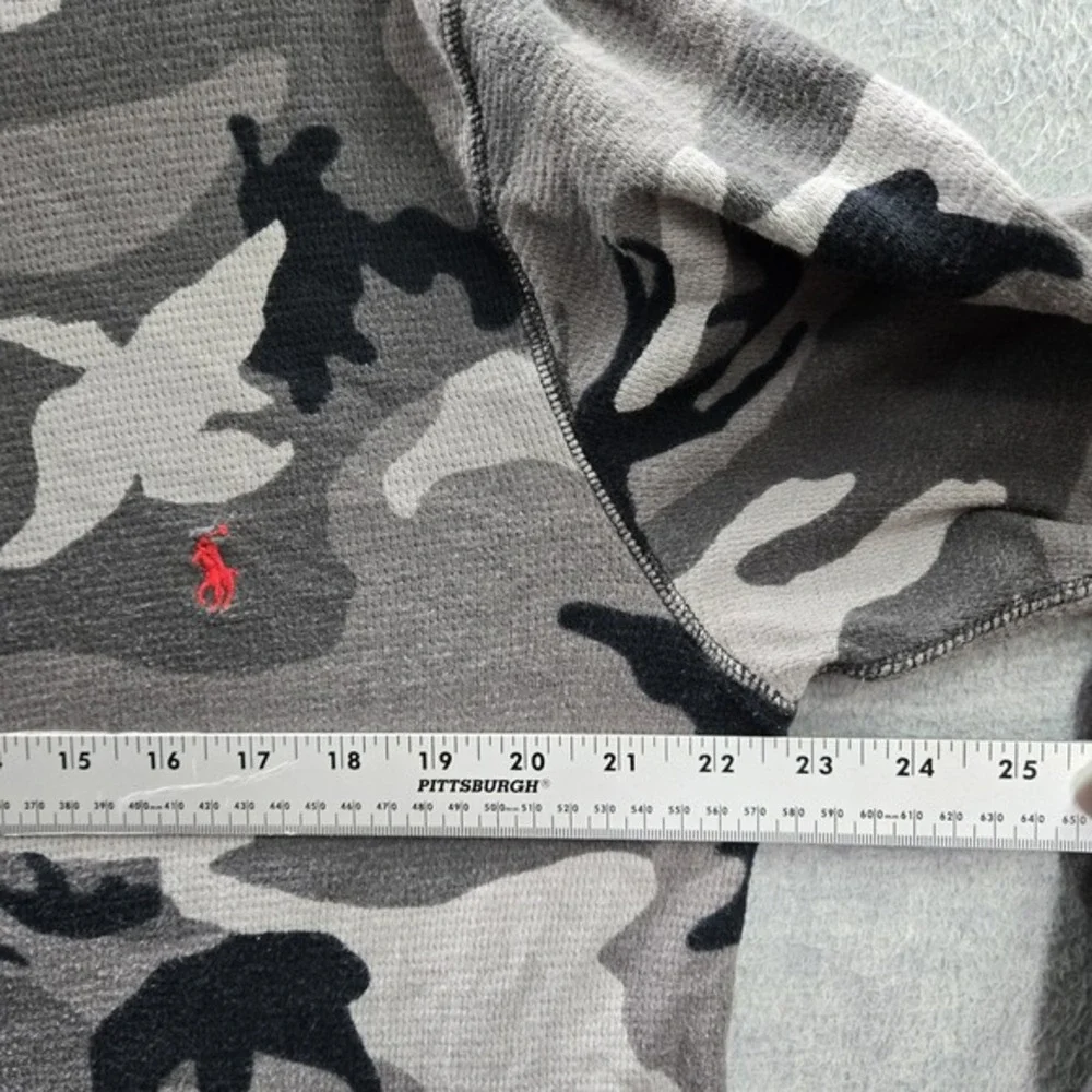 Polo Ralph Lauren Men‎ Sleepwear L Gray Logo Camouflage Pajama Shirt Pullover